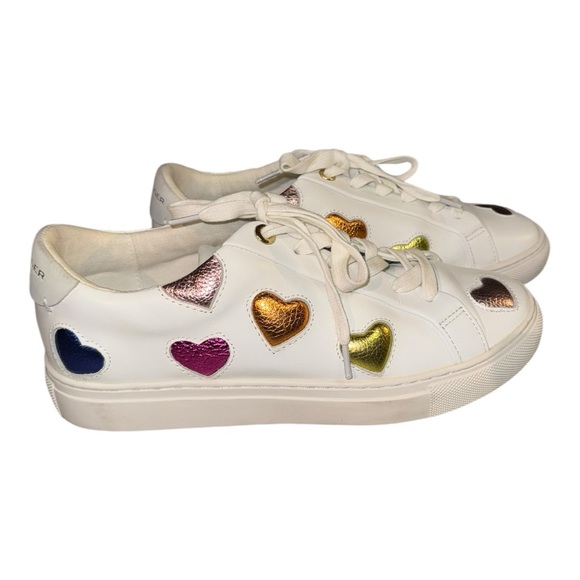 Kurt Geiger Shoes - Kurt Geiger Lane Love Metallic Leather Heart Lace-Up Sneakers
